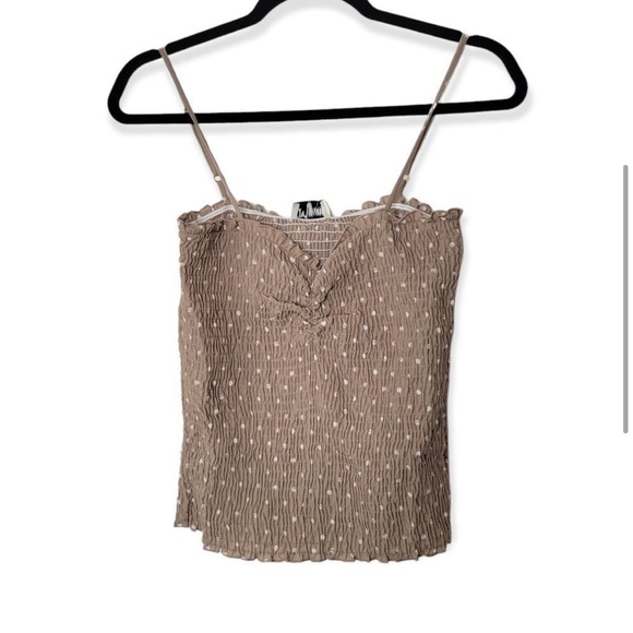 Show Me Your Mumu Polka Dot Smocked Light Brown Tank Top M - Picture 6 of 6